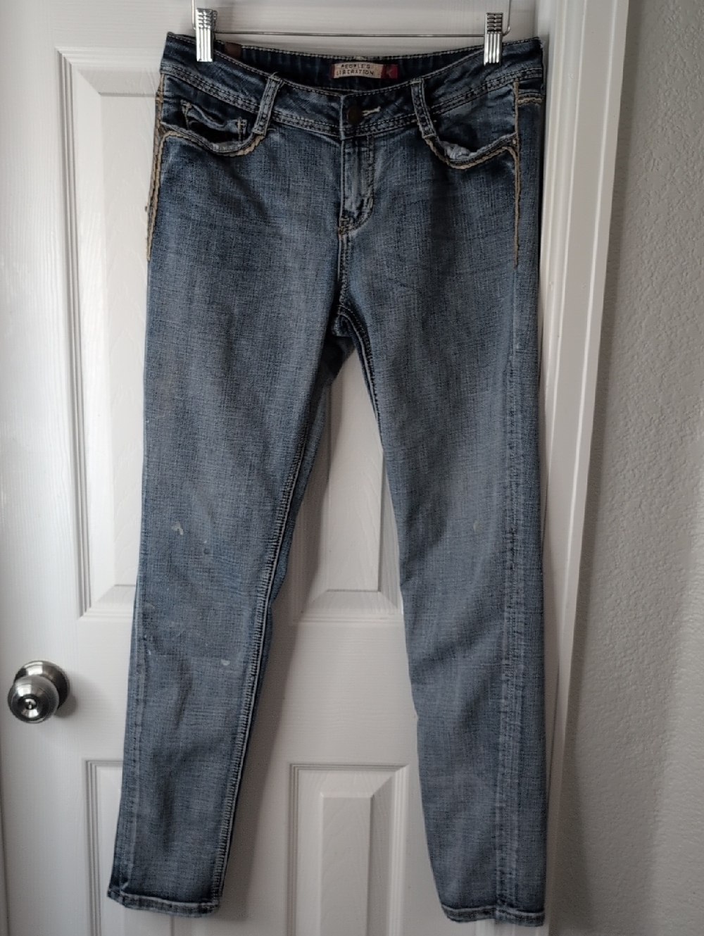 People's Liberation Skinny Jeans in Faded Blue Denim Size 29